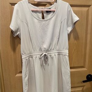 Women’s Cream Short-Sleeve Drawstring Midi Dress